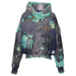 Proleta Re Art Hard Distressed Deer Leather X Studs Hoodie front side