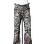 Proleta Re Art Leather Flare Jeans Psychedelic Garden front side