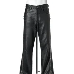 Proleta Re Art Leather Studs Flare Jeans Black front side