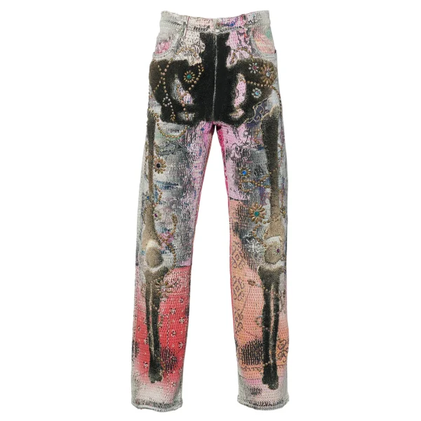Proleta Re Art Rules Bone x Flower Studs Jeans front side