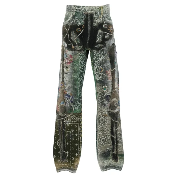Proleta Re Art Rules Bone Flower Studs Jeans front view