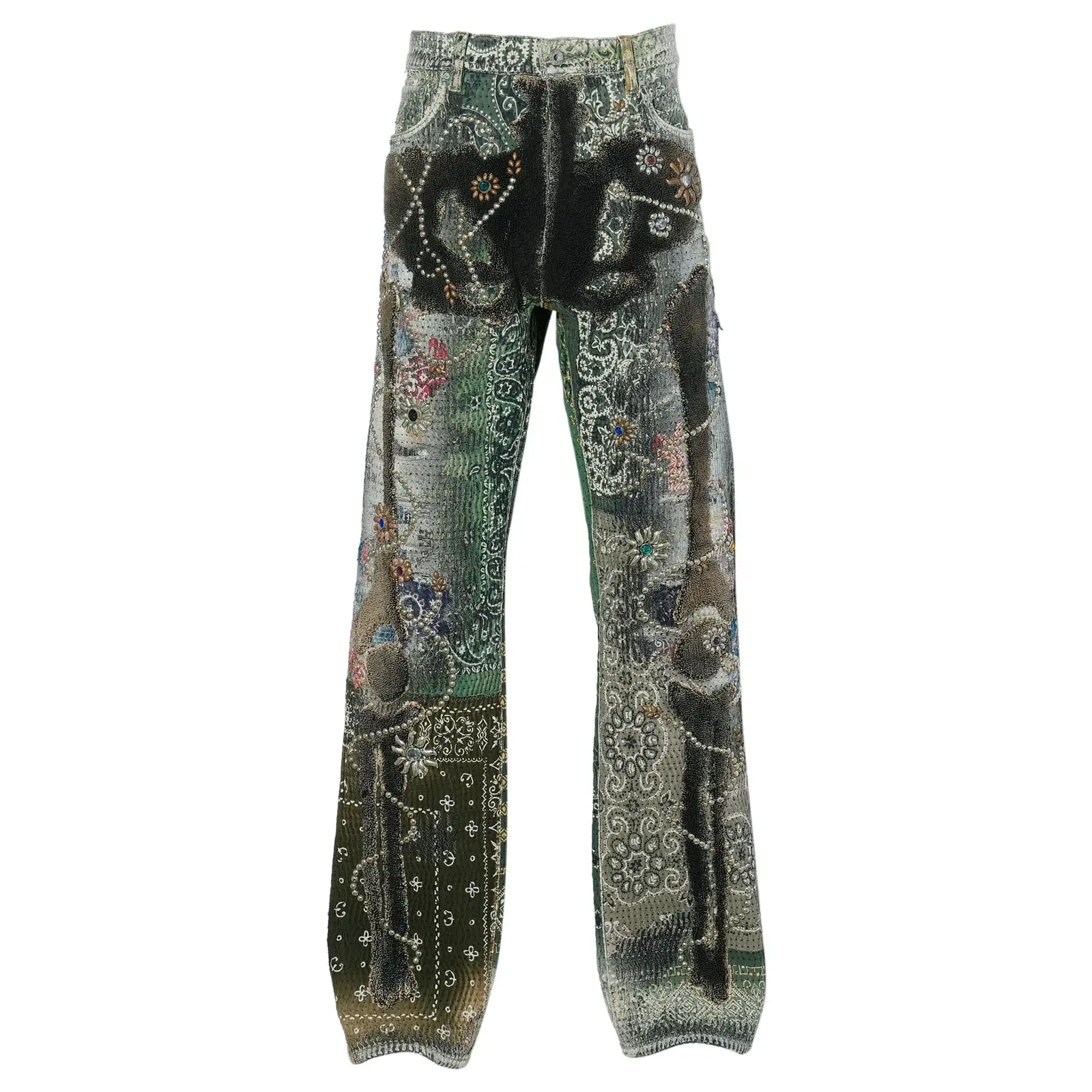 Proleta Re Art Rules Bone × Flower Studs Jeans Death & Rebirth Proleta Re Art Rules Bone Flower Studs Jeans front view