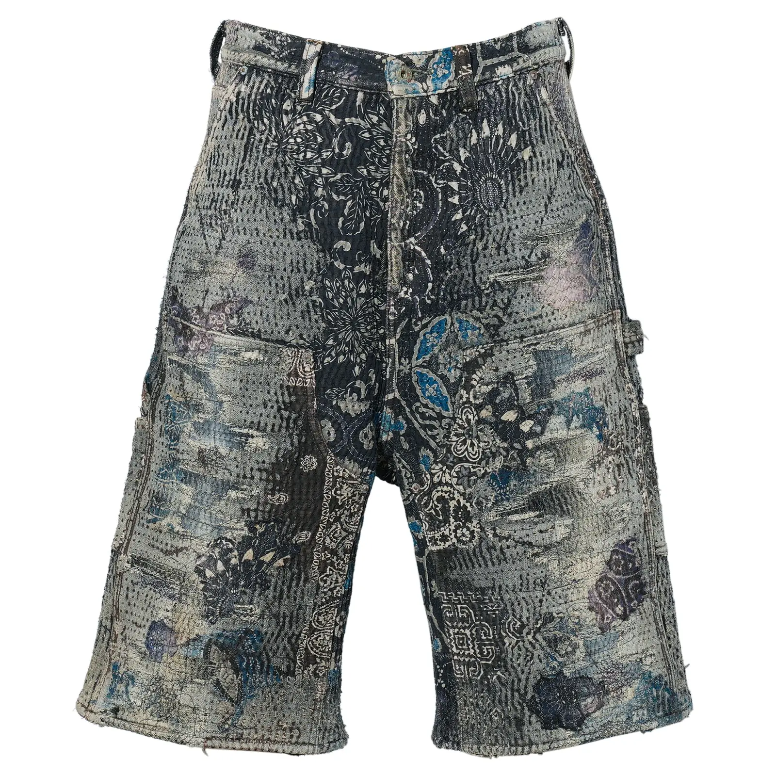 Proleta Re Art Uroboros Double Knee Painter Shorts Black Proleta Re Art Uroboros black double knee painter shorts front view