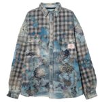 Proleta Re Art Uroboros navy check oversized workshirt front
