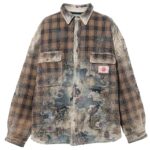 Proleta Re Art Uroboros flannel check oversize workshirt front view