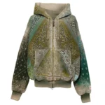 Proleta Re Art Uroboros khaki zip hoodie front view