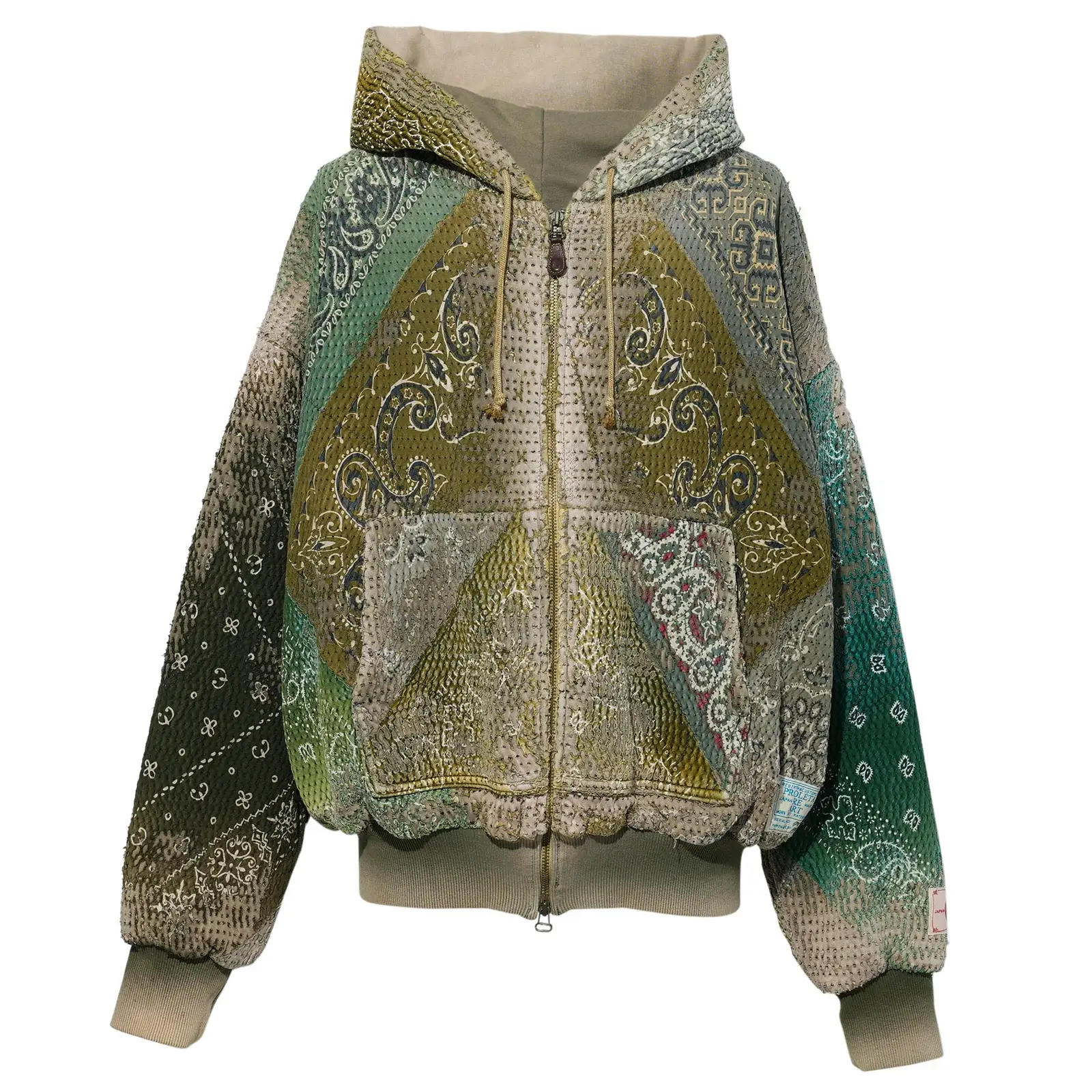 Proleta Re Art Uroboros Khaki Zip Hoodie Proleta Re Art Uroboros khaki zip hoodie front view